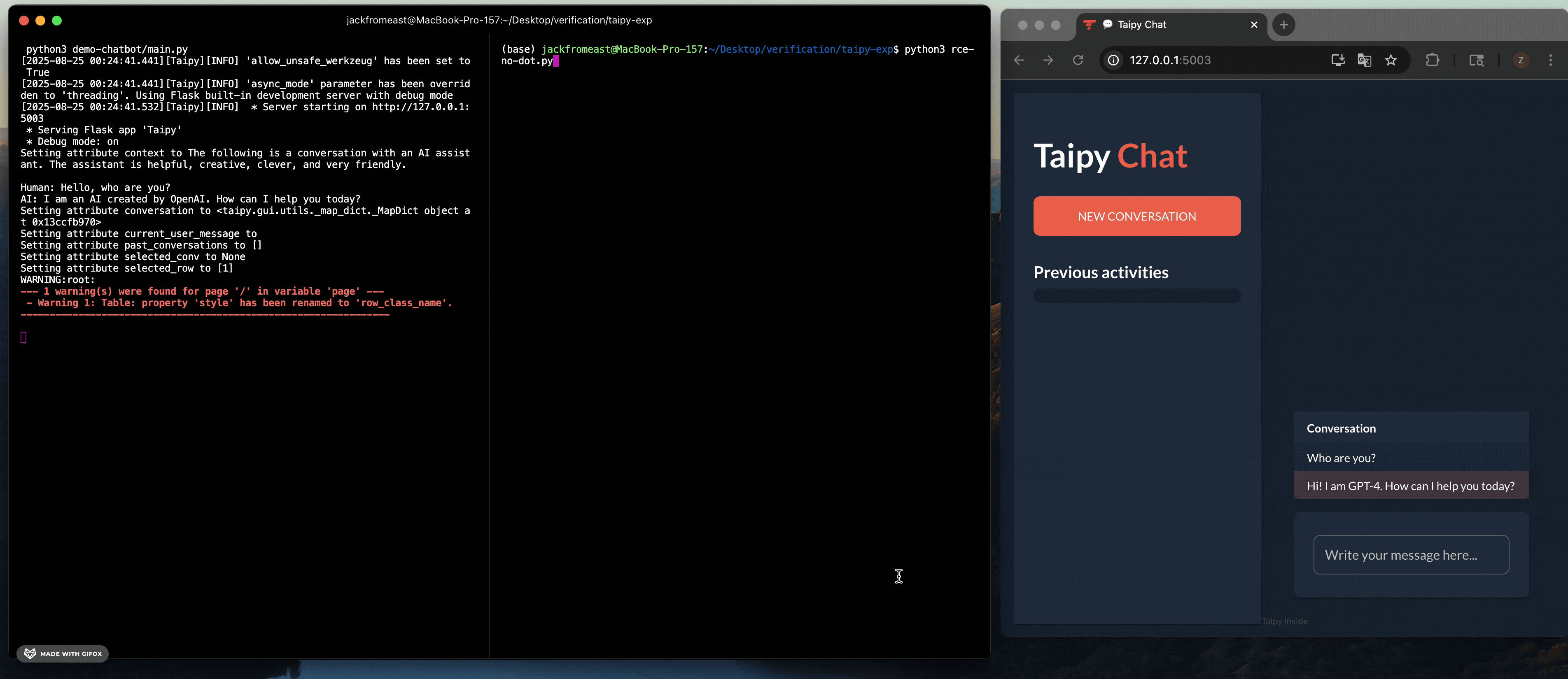 Taipy RCE via class pollution